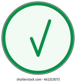 Tick in green ring sign. Isolated on white background. Symbol correct in green circle. Positive marks. Agree choice sticker . Flat vector image. Vector illustration