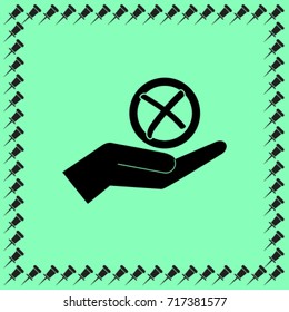 Tick in the hand icon, failure vector illustration