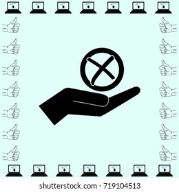 Tick in the hand icon, failure vector illustration