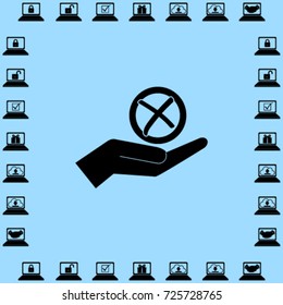Tick in the hand icon, failure vector illustration