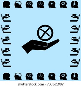Tick in the hand icon, failure vector illustration
