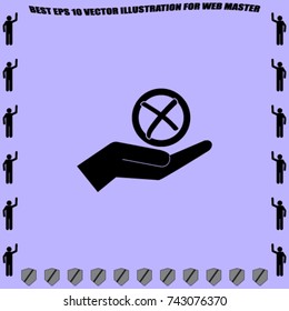 Tick in the hand icon, failure vector illustration