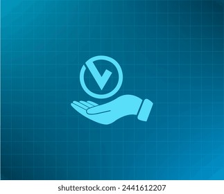 Marca con icono de mano, ilustración vectorial. Diseño plano estilo