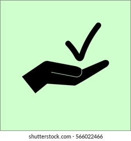 Tick in the hand icon, voting vector illustration