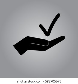 Tick in the hand icon, voting vector illustration