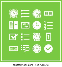 tick icon. 16 tick vector set. check, list, alarm clock and tick mark icons for web and design about tick theme