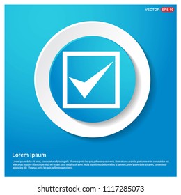 Tick icon Abstract Blue Web Sticker Button - Free vector icon