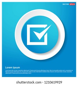Tick icon Abstract Blue Web Sticker Button - Free vector icon