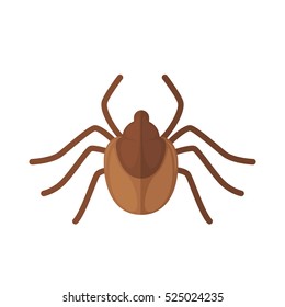 Tick. Icon of bright small insect. Cartoon vector illustration in flat style isolated on white background.