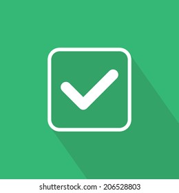 Tick icon. Check box icon. Check mark button. Flat design. Vector illustration