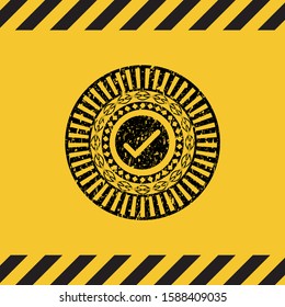 tick icon grunge warning sign emblem. Vector Illustration. Detailed.