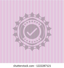 tick icon inside badge with pink background