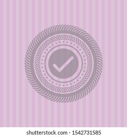 tick icon inside badge with pink background