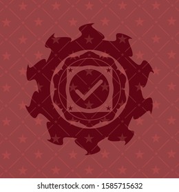 tick icon inside badge with red background