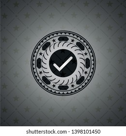 tick icon inside dark emblem. Retro