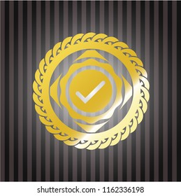 tick icon inside gold badge or emblem