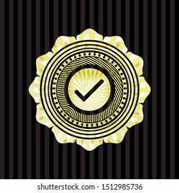 tick icon inside gold badge or emblem