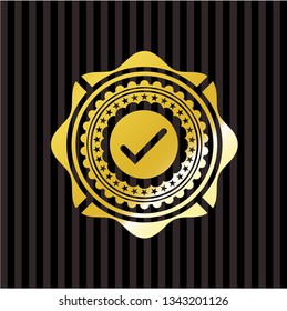tick icon inside gold emblem or badge