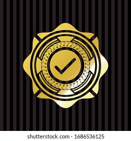 tick icon inside golden badge or emblem