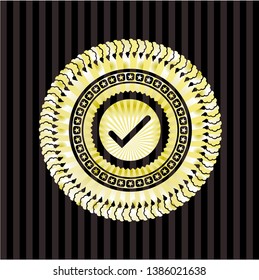tick icon inside golden emblem or badge
