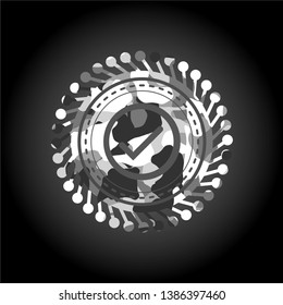 tick icon inside grey camo texture