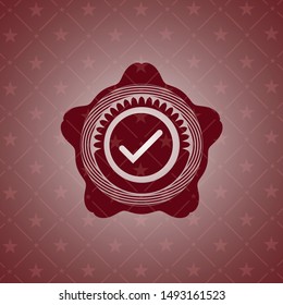 tick icon inside retro style red emblem