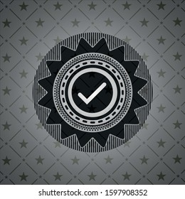 tick icon inside retro style black emblem