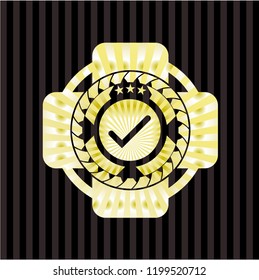 tick icon inside shiny badge