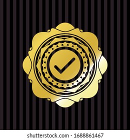 tick icon inside shiny emblem