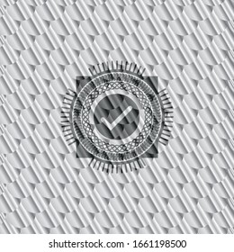 Ikone in glänzendem Silber-Emblem ankreuzen. Skaliert Muster. Vektorillustration Illustration. Detaillierte Angaben.