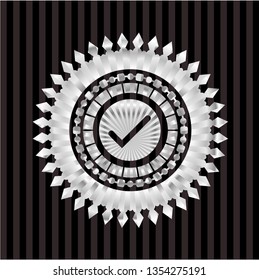 tick icon inside silvery badge