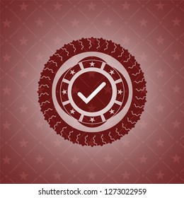 tick icon inside vintage red emblem