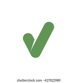 Tick icon isolated on a white background. Logo silhouette design template. Simple symbol concept in flat style. Abstract sign, pictogram for web, mobile and infographics - stock vector