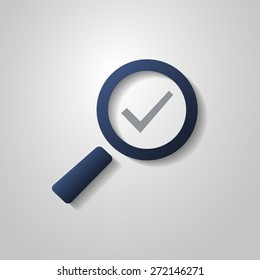 Marque Icono con vidrio de aumento. Estilo de diseño plano
