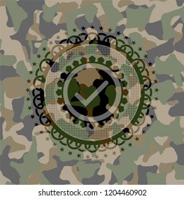 tick icon on camo texture