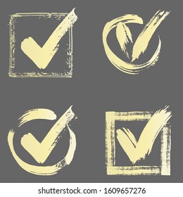 Tick icon set in flat style. Confirm tick mark icons set. Check mark Icon Outline Vector Logo Template. Vector illustration.