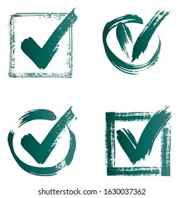 Tick icon set in flat style. hand drawn check list, check mark. Sign ok and confirm, tick check mark confirm illustration. Vector illustration.