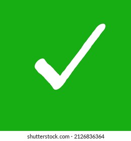 Tick icon set on green screen background.