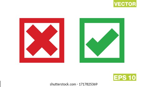 Ajuste de icono. Icono de marca de verificación estilizada en color verde y rojo, ilustración vectorial.
