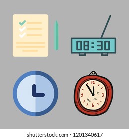 tick icon set. vector set about clock, list and alarm clock icons set.