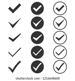 Tick icon set. Vector illustration, flat design.