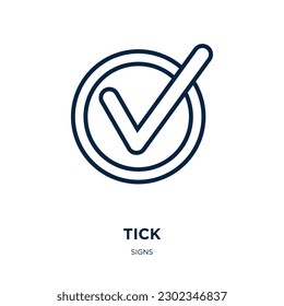 tick icon from signs collection. Thin linear tick, website, check outline icon isolated on white background. Line vector tick sign, symbol for web and mobile