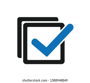 Tick icon simple accept sign vector approve illustration - Check list button icon. Check mark in box sign-Tick symbol in blue color,
