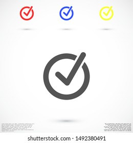 Tick icon simple accept sign vector approve illustration. Check list button icon. Check mark in box sign. Tick icon vector symbol doodle style checkmark icon.