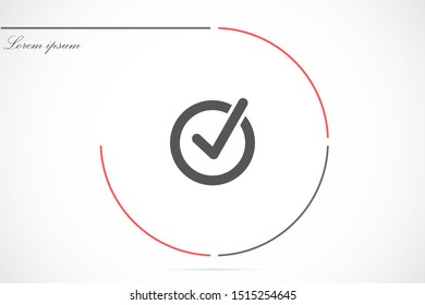 Tick icon simple accept sign vector approve illustration. Check list button icon. Check mark in box sign. Tick icon vector symbol doodle style checkmark icon.