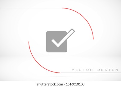 Tick icon simple accept sign vector approve illustration. Check list button icon. Check mark in box sign. Tick icon vector symbol doodle style checkmark icon.
