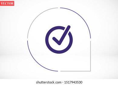 Tick icon simple accept sign vector approve illustration. Check list button icon. Check mark in box sign. Tick icon vector symbol doodle style checkmark icon.