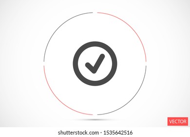 Tick icon simple accept sign vector approve illustration. Check list button icon. Check mark in box sign. Tick icon vector symbol doodle style checkmark icon.