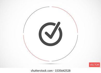 Tick icon simple accept sign vector approve illustration. Check list button icon. Check mark in box sign. Tick icon vector symbol doodle style checkmark icon.