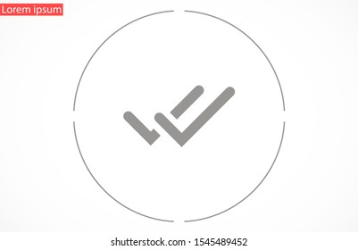 Tick icon simple accept sign vector approve illustration. Check list button icon. Check mark in box sign. Tick icon vector symbol doodle style checkmark icon.